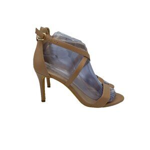 ZriEy Heels Womens Size 7.5M Taupe High Heels Stiletto Ankle Strap Open Toe Shoe